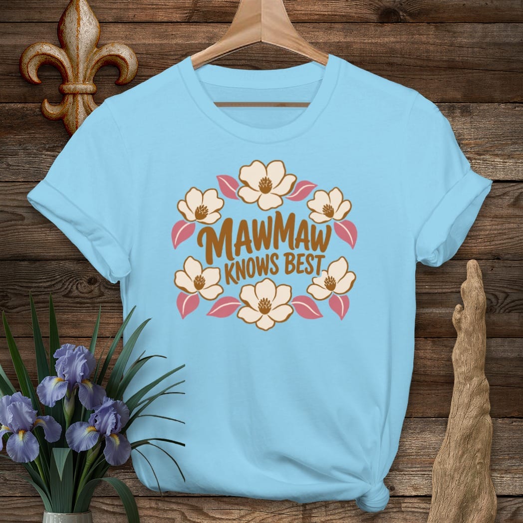 S / Sky Louisiana MawMaw Knows Best T-Shirt by Laissez Faire Wear
