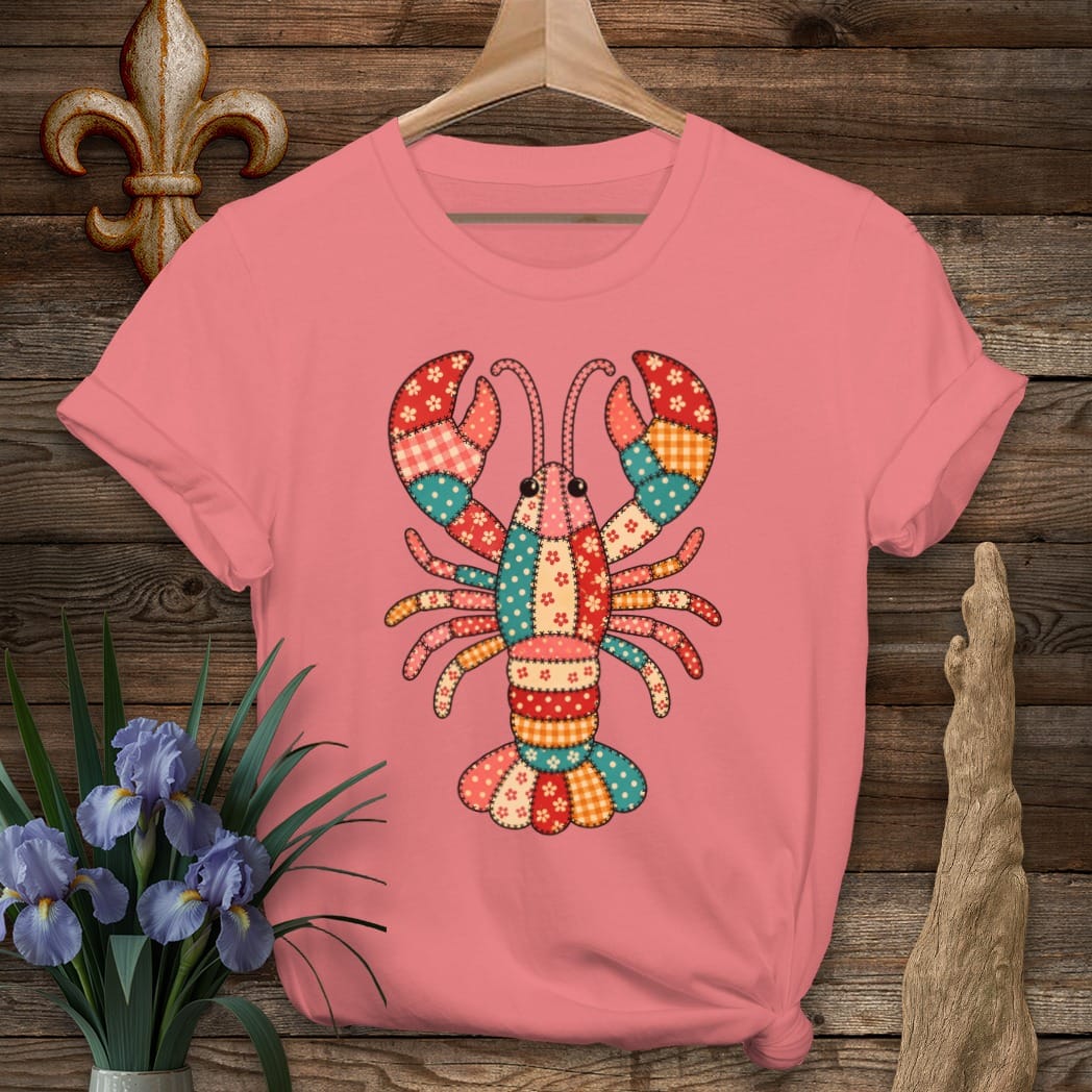 S / Coral Silk Louisiana MawMaw's Crawfish Quilt T-Shirt by Laissez Faire Wear