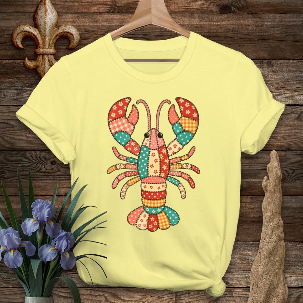S / Cornsilk Louisiana MawMaw's Crawfish Quilt T-Shirt by Laissez Faire Wear