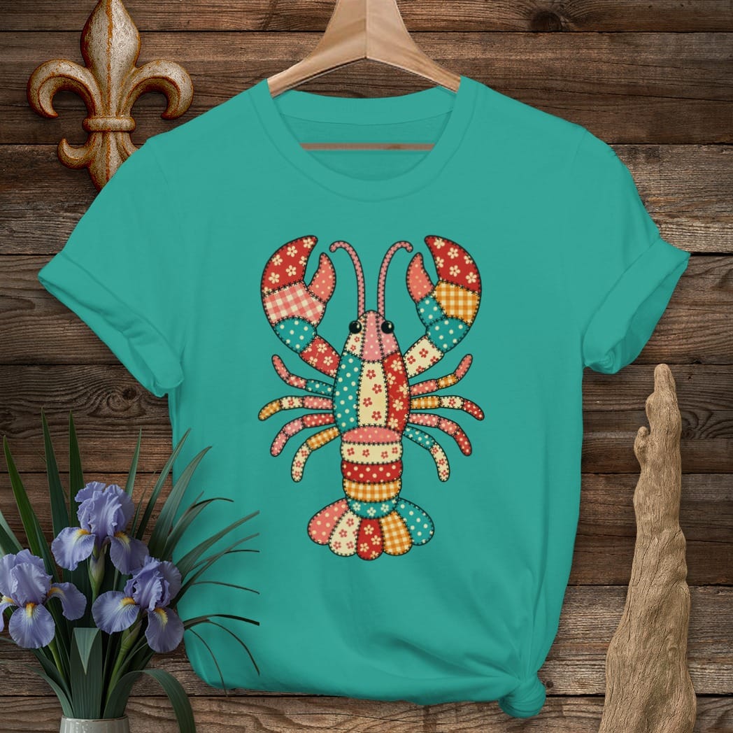 S / Jade Dome Louisiana MawMaw's Crawfish Quilt T-Shirt by Laissez Faire Wear