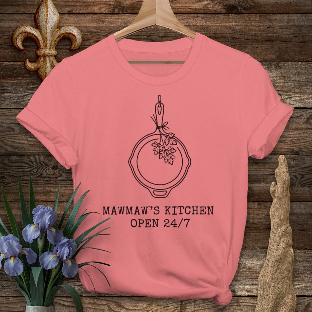 S / Coral Silk Louisiana MawMaw's Kitchen T-Shirt by Laissez Faire Wear