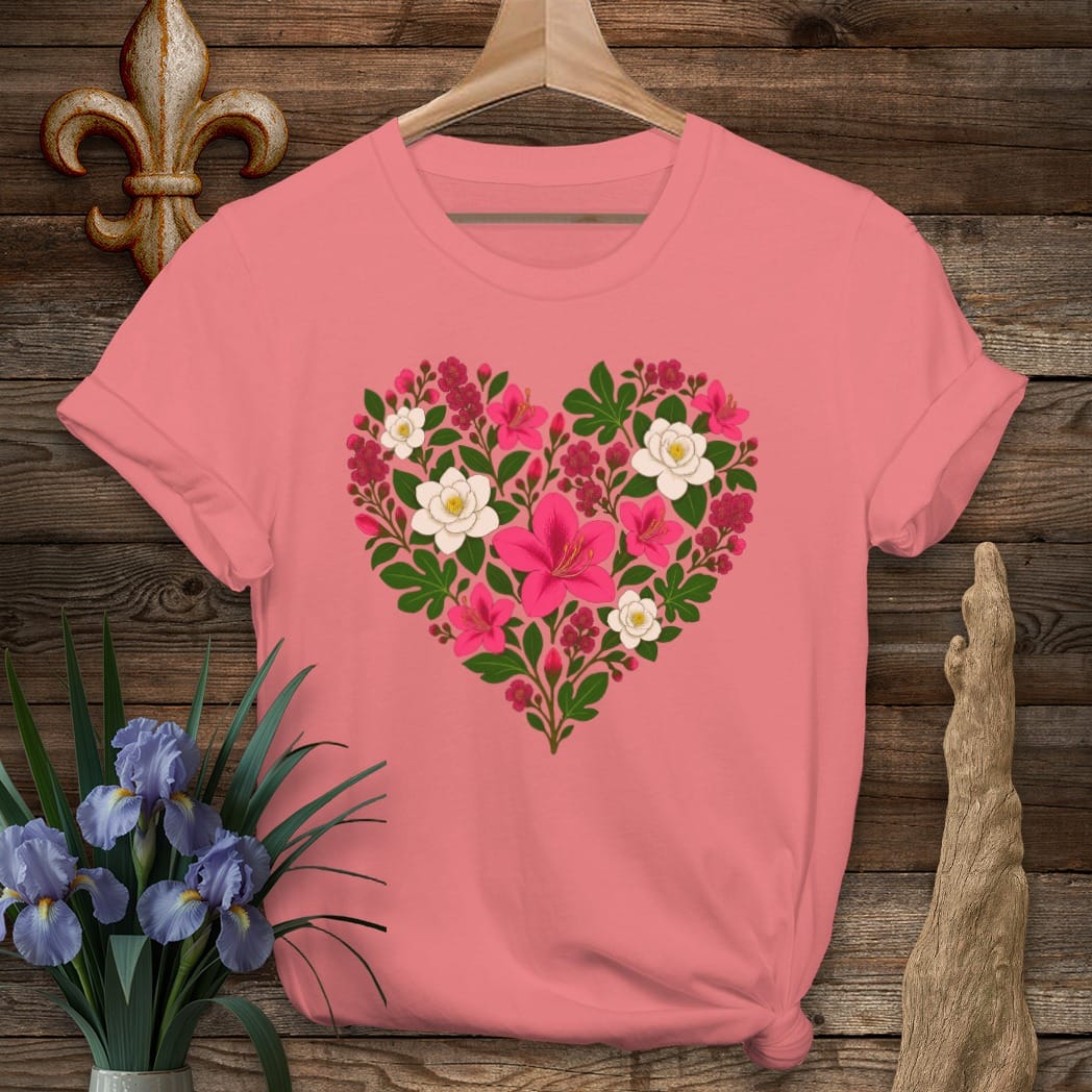 S / Coral Silk Louisiana MawMaws Heart T-Shirt by Laissez Faire Wear