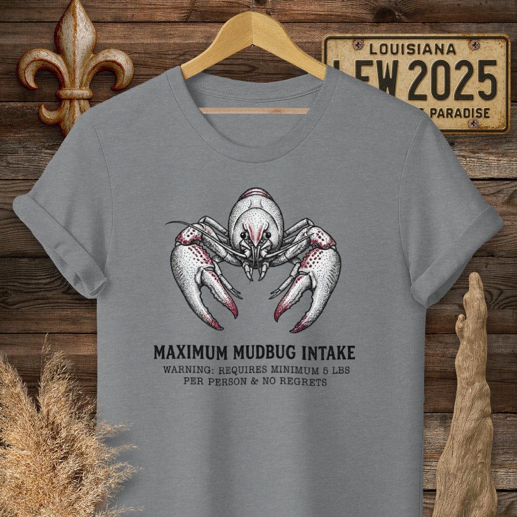 S / Graphite Heather Louisiana Maximum Mudbug Intake T-Shirt by Laissez Faire Wear