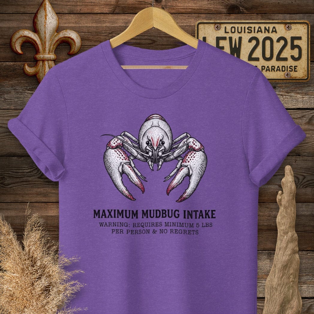 S / Heather Purple Louisiana Maximum Mudbug Intake T-Shirt by Laissez Faire Wear
