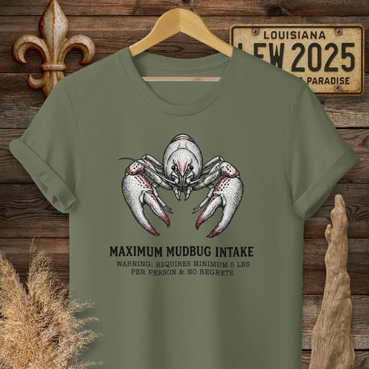 S / Military Green Louisiana Maximum Mudbug Intake T-Shirt by Laissez Faire Wear