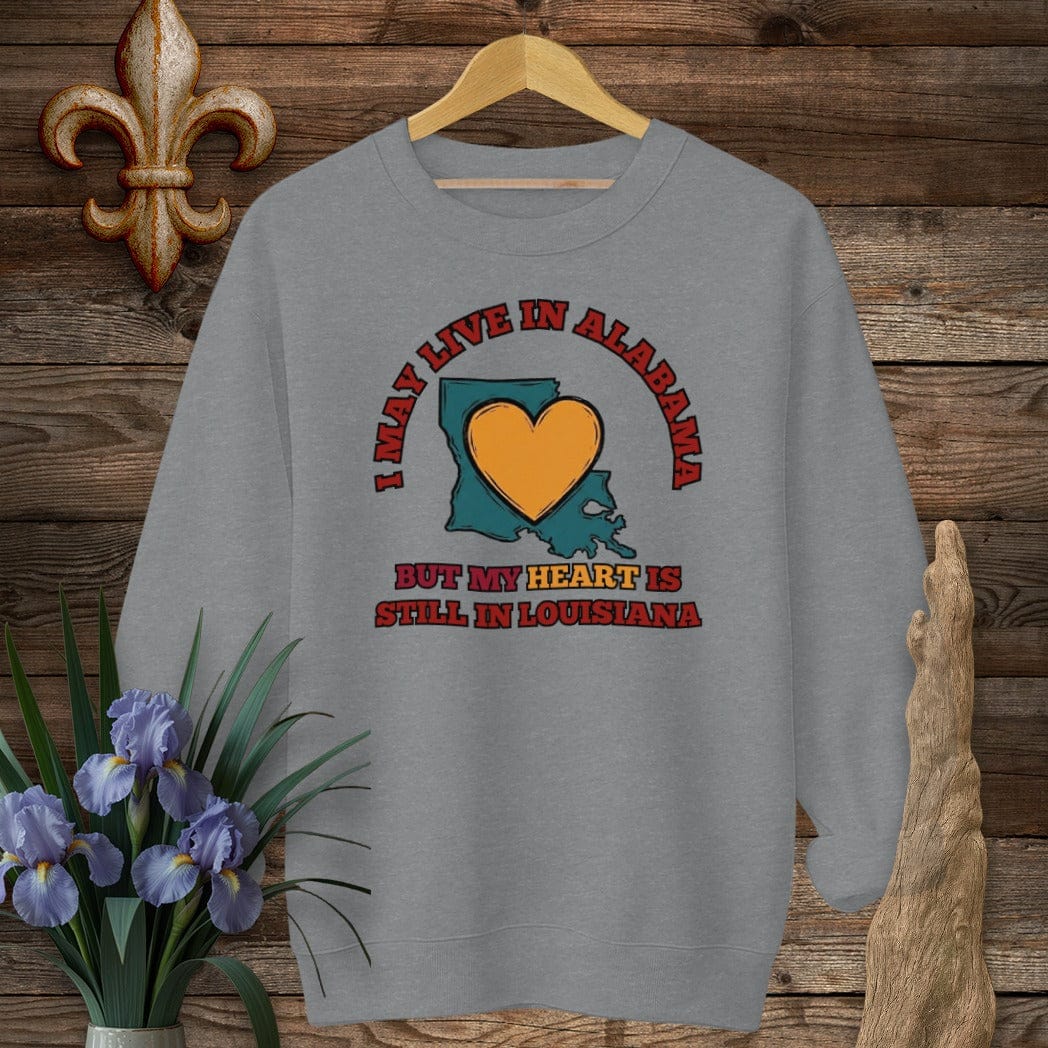 S / Graphite Heather Louisiana May Live in Alabama Sweatshirt by Laissez Faire Wear
