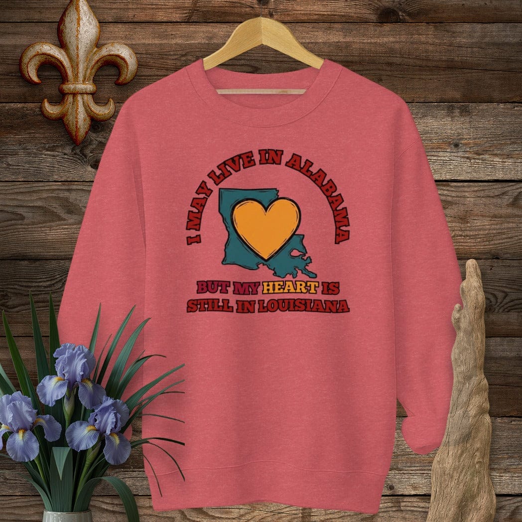 S / Heather Scarlet Red Louisiana May Live in Alabama Sweatshirt by Laissez Faire Wear