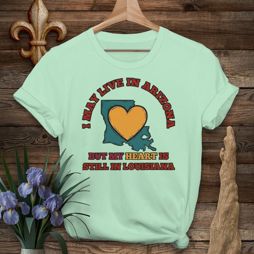 S / Mint Green Louisiana May Live in Arizona T-Shirt by Laissez Faire Wear