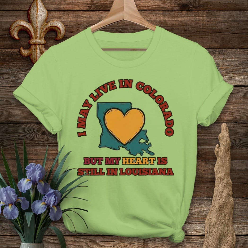 S / Lime Louisiana May Live in Colorado T-Shirt by Laissez Faire Wear