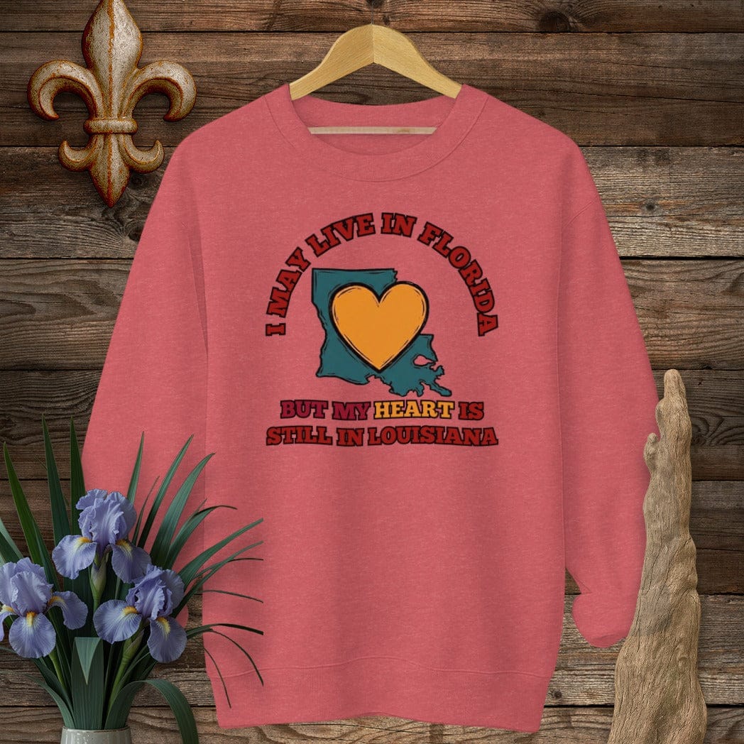 S / Heather Scarlet Red Louisiana May Live in Florida Sweatshirt by Laissez Faire Wear