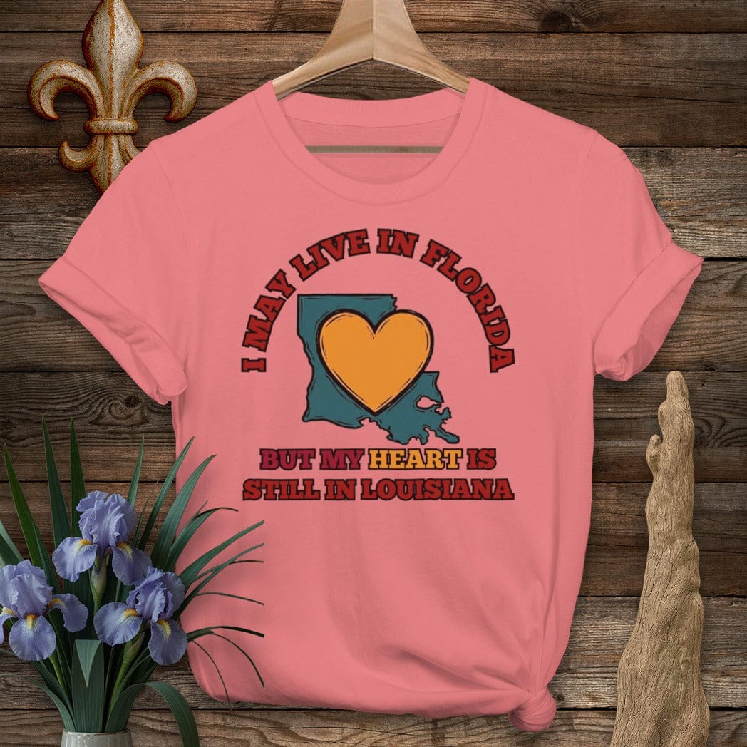 S / Coral Silk Louisiana May Live in Florida T-Shirt by Laissez Faire Wear