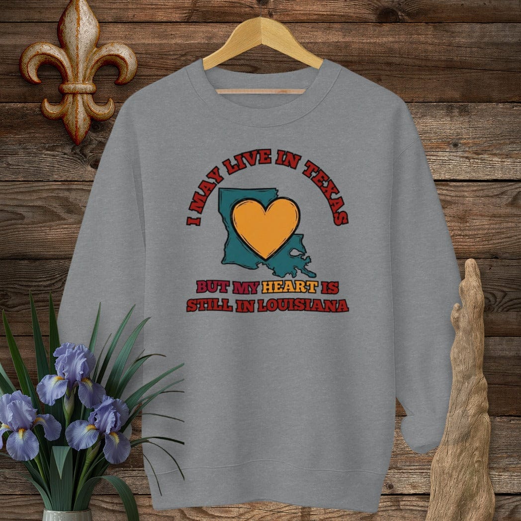 S / Graphite Heather Louisiana May Live in Texas Sweatshirt by Laissez Faire Wear