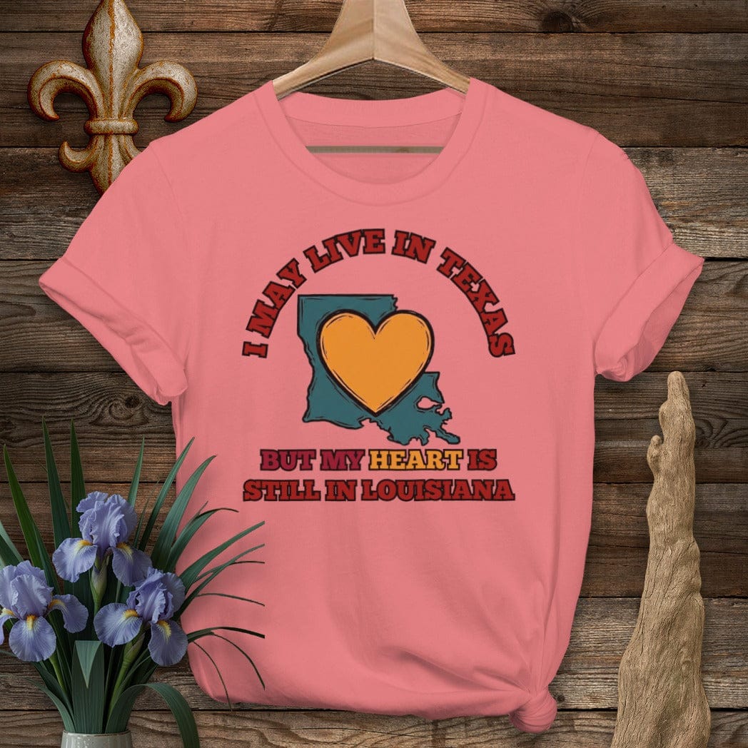 S / Coral Silk Louisiana May Live in Texas T-Shirt by Laissez Faire Wear