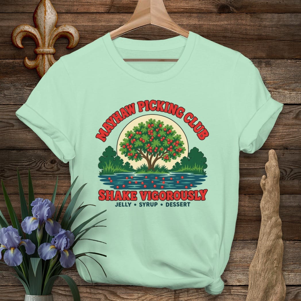 S / Mint Green Louisiana Mayhaw Picking Club T-Shirt by Laissez Faire Wear