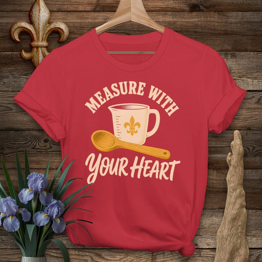 S / Cherry Red Louisiana Measure with Heart T-Shirt by Laissez Faire Wear