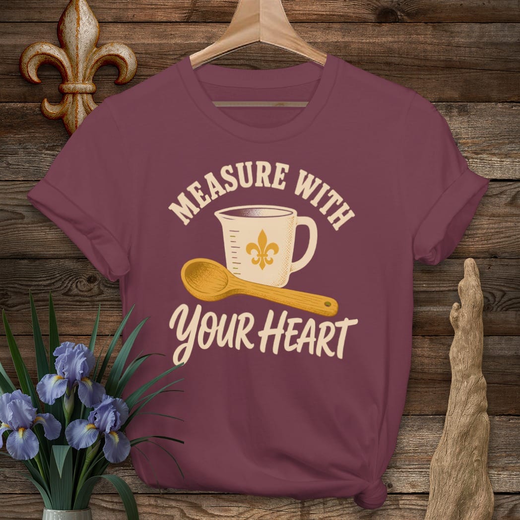 S / Maroon Louisiana Measure with Heart T-Shirt by Laissez Faire Wear