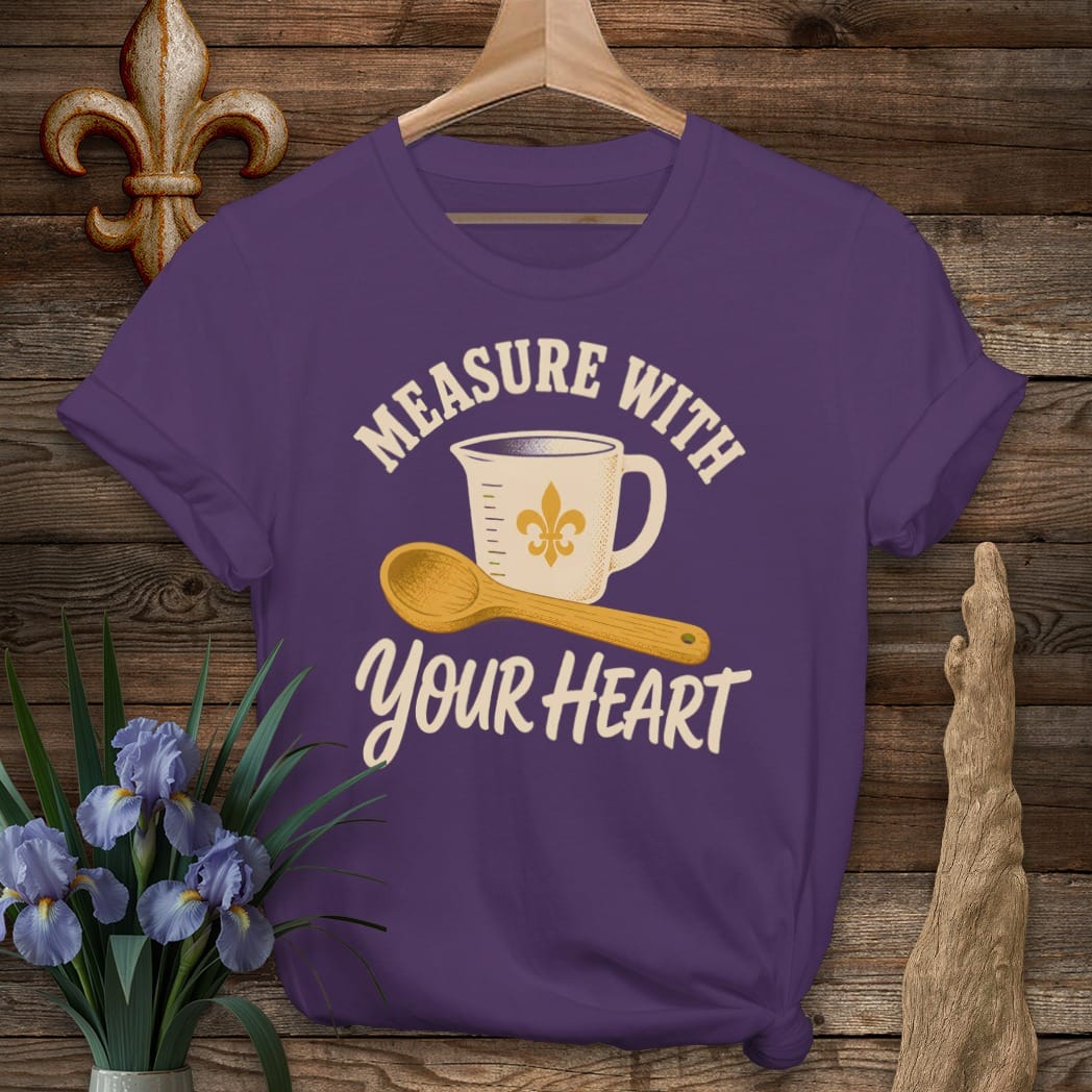 S / Purple Louisiana Measure with Heart T-Shirt by Laissez Faire Wear