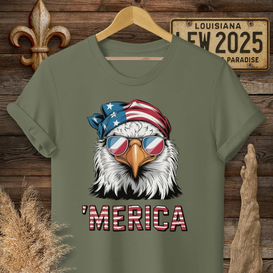 S / Military Green Louisiana Merica T-Shirt by Laissez Faire Wear