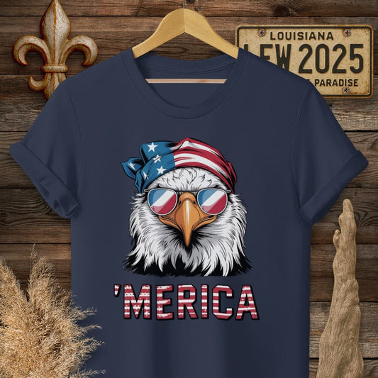 S / Navy Louisiana Merica T-Shirt by Laissez Faire Wear