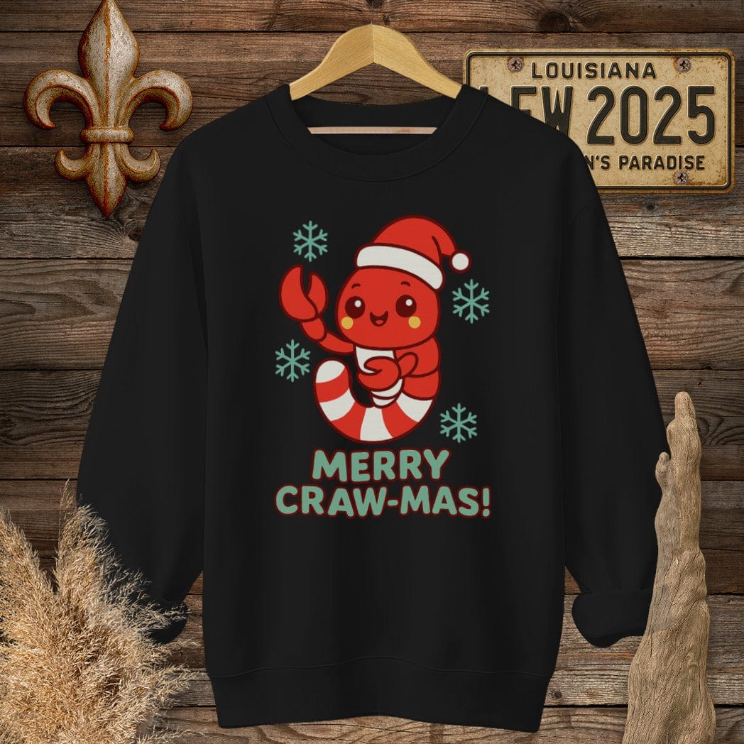S / Black Louisiana Merry Craw-mas Sweatshirt by Laissez Faire Wear