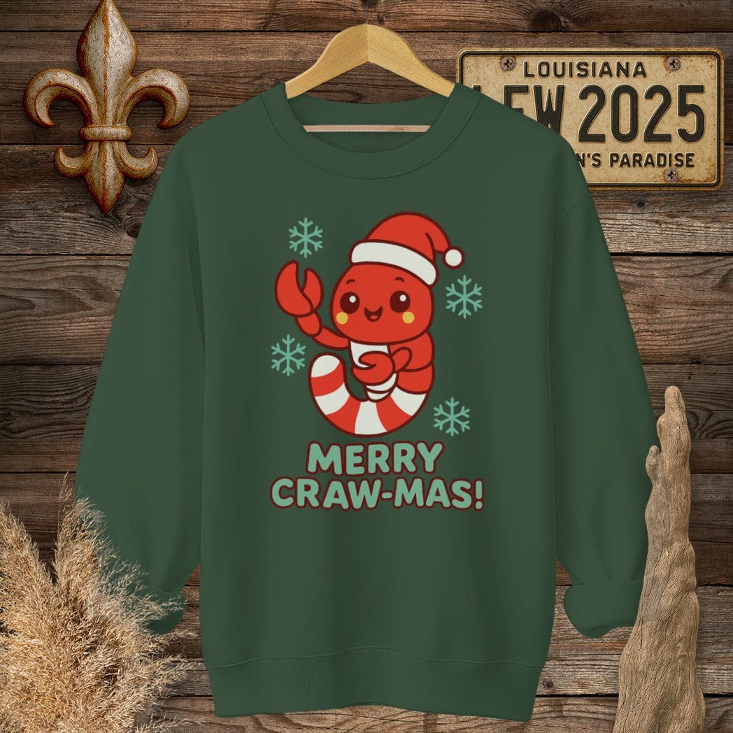 S / Forest Green Louisiana Merry Craw-mas Sweatshirt by Laissez Faire Wear