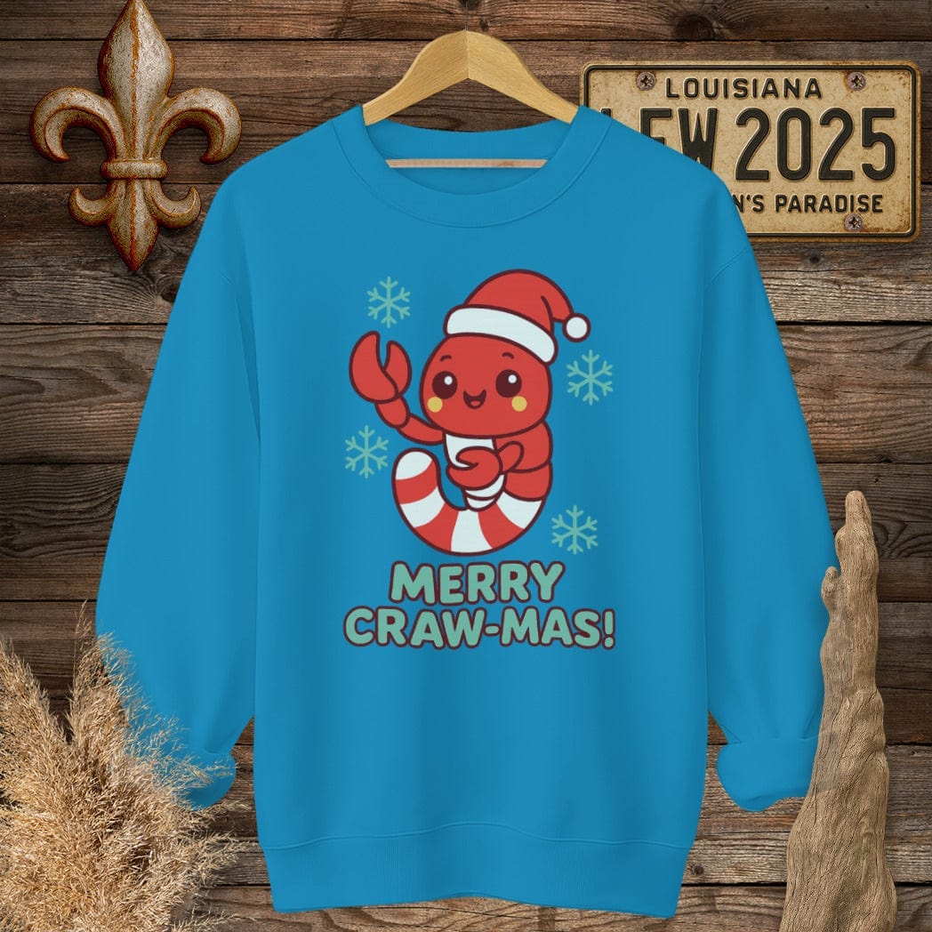 S / Sapphire Louisiana Merry Craw-mas Sweatshirt by Laissez Faire Wear