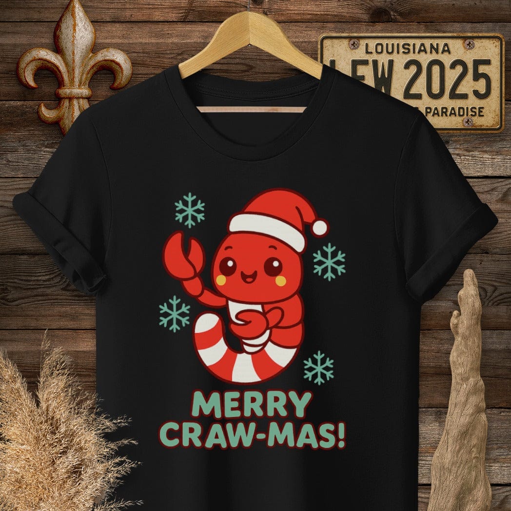 S / Black Louisiana Merry Craw-mas T-Shirt by Laissez Faire Wear