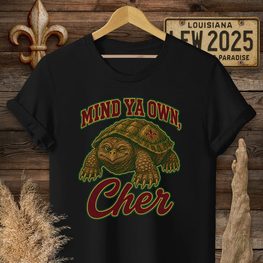 S / Black Louisiana Mind Ya Own T-Shirt by Laissez Faire Wear
