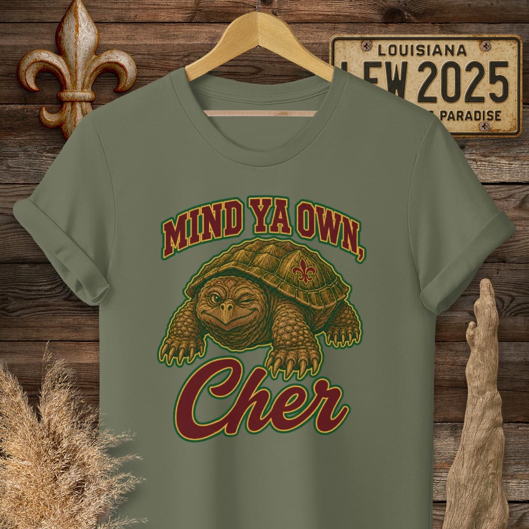 S / Military Green Louisiana Mind Ya Own T-Shirt by Laissez Faire Wear