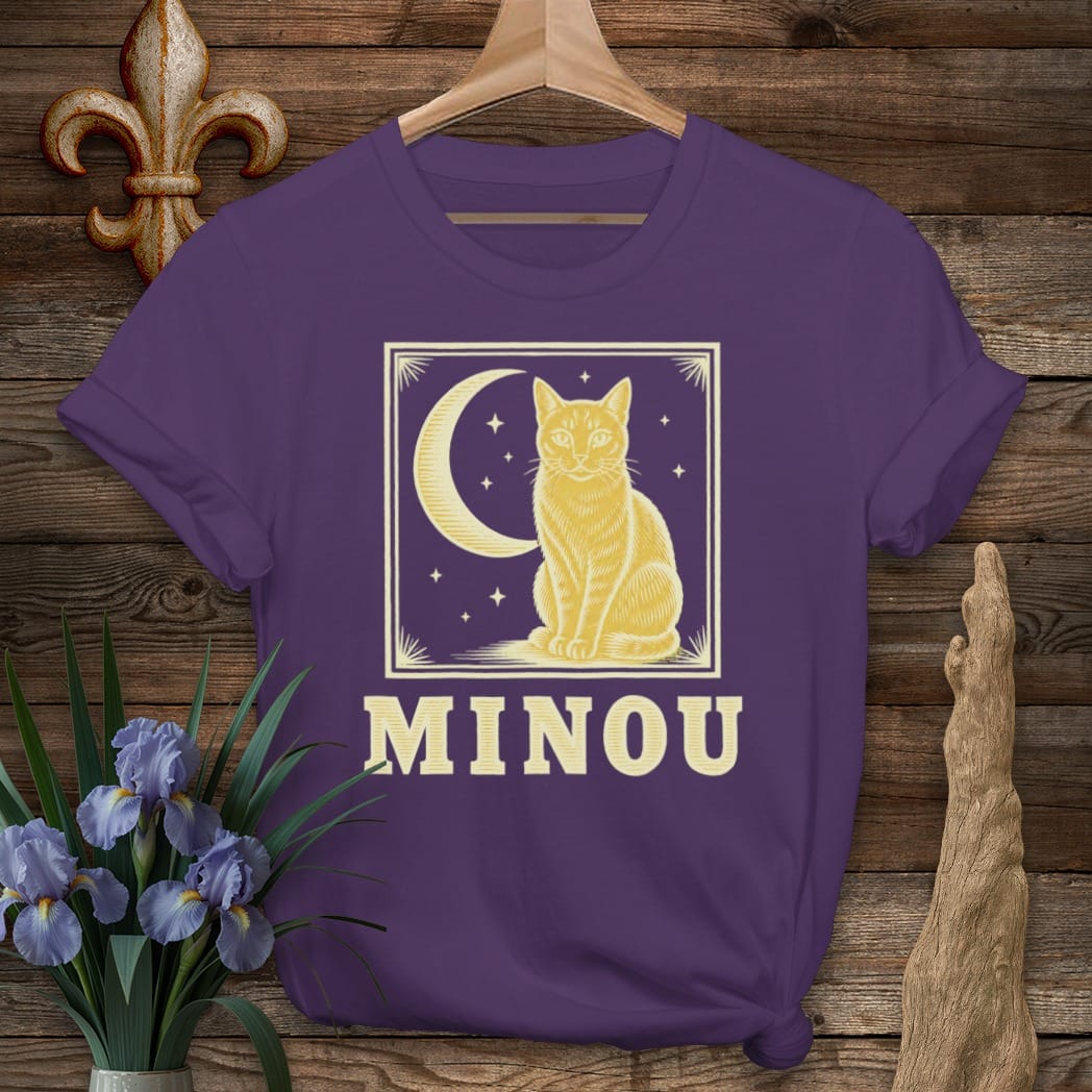 S / Purple Louisiana Minou at Night T-Shirt by Laissez Faire Wear