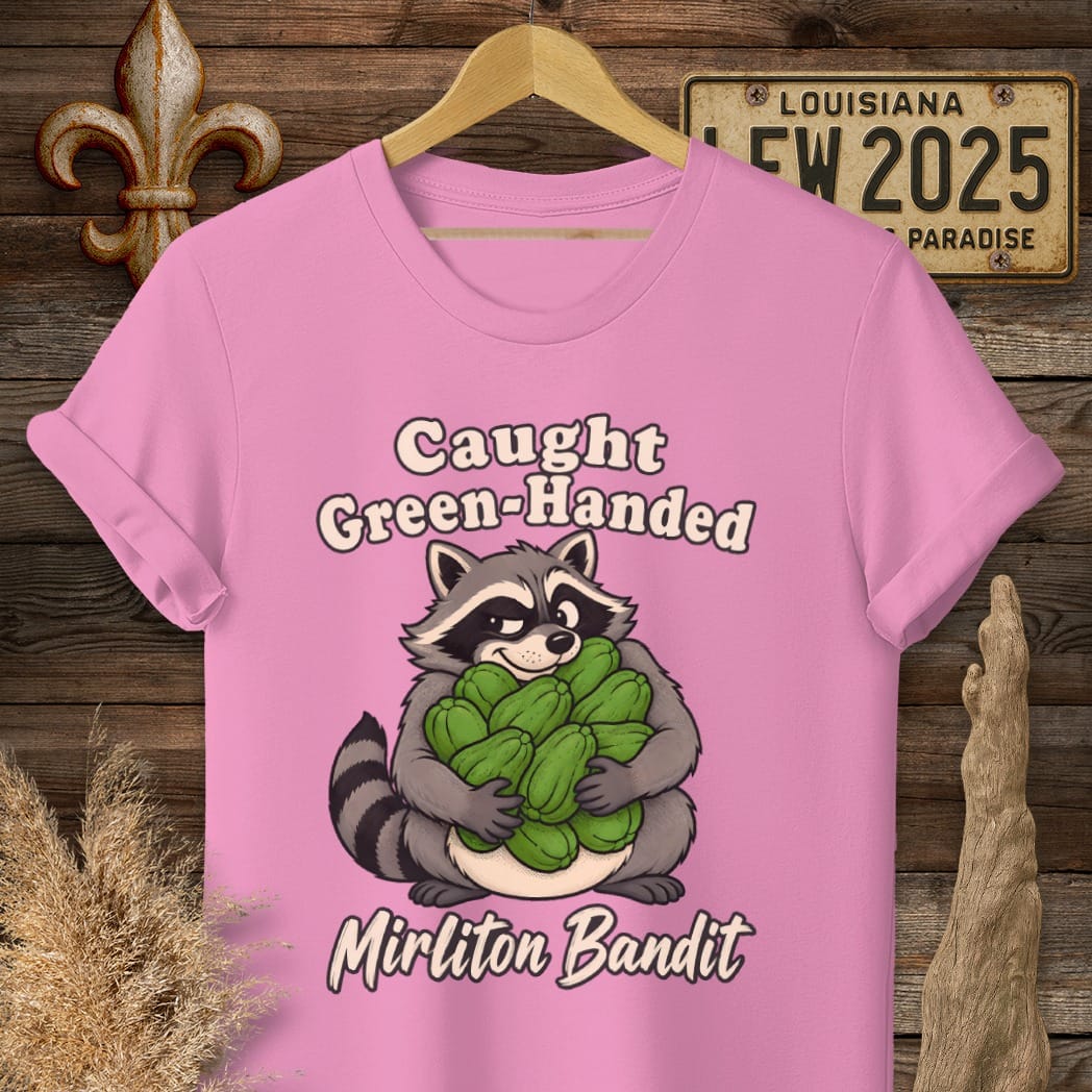 S / Azalea Louisiana Mirliton Bandit T-Shirt by Laissez Faire Wear