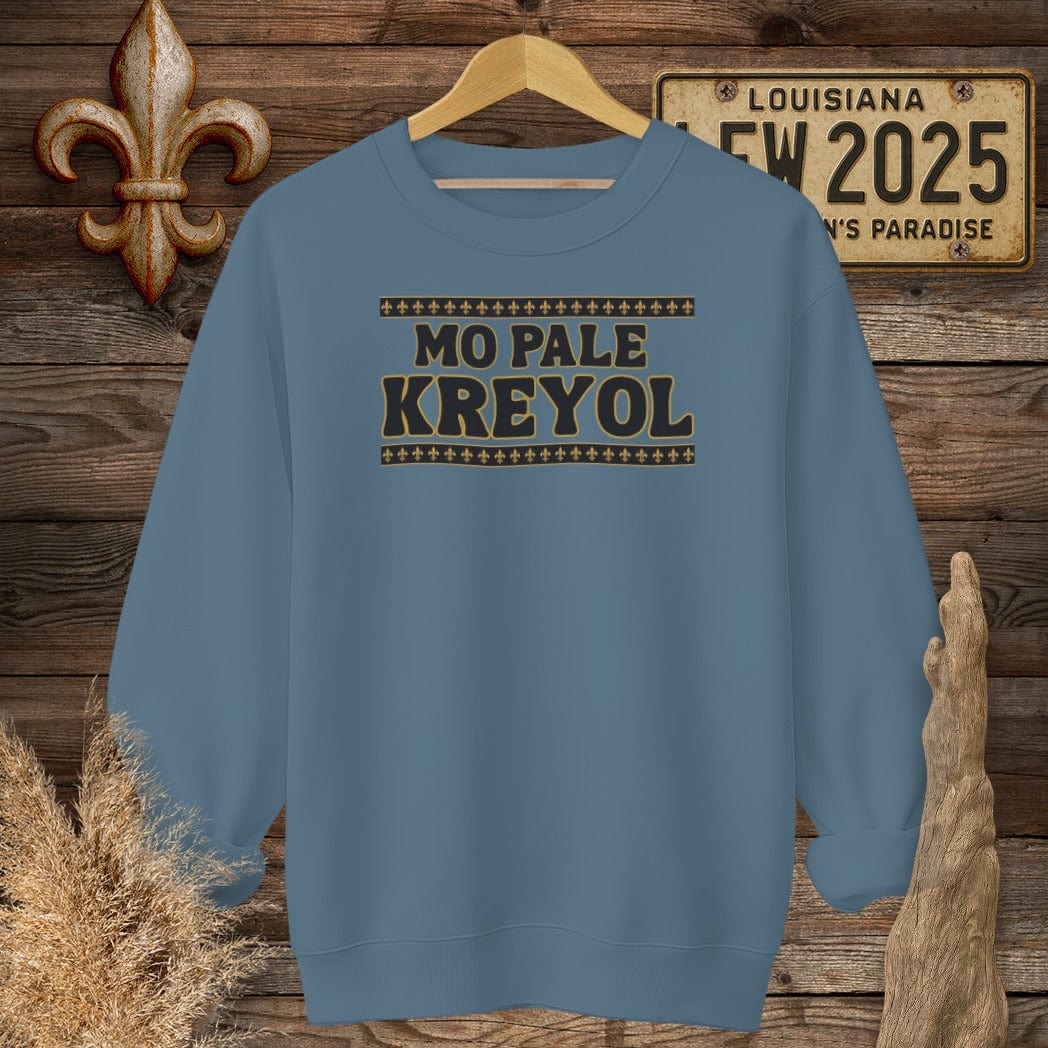 S / Indigo Blue Louisiana Mo Pale Kreyol (I Speak Creole) Sweatshirt by Laissez Faire Wear