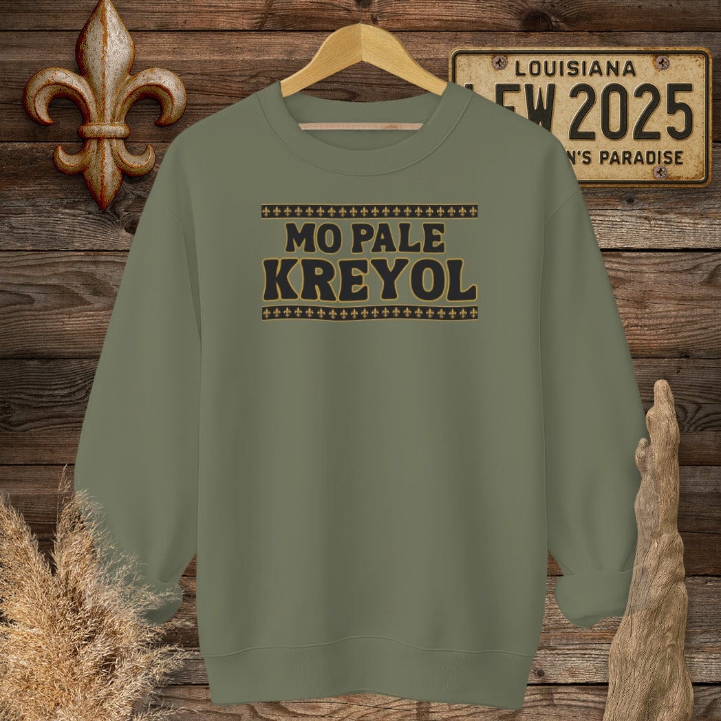 S / Military Green Louisiana Mo Pale Kreyol (I Speak Creole) Sweatshirt by Laissez Faire Wear
