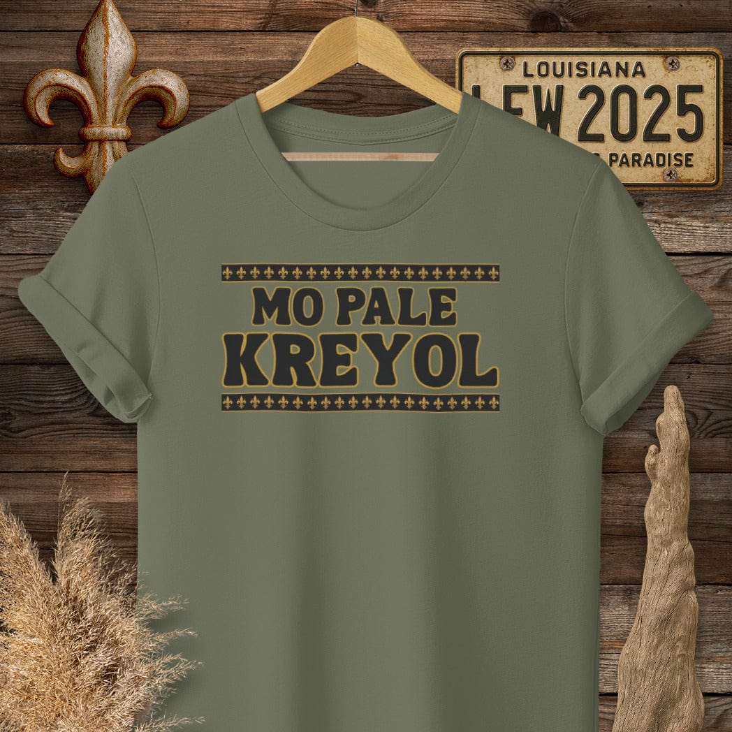 S / Military Green Louisiana Mo Pale Kreyol (I Speak Creole) T-Shirt by Laissez Faire Wear