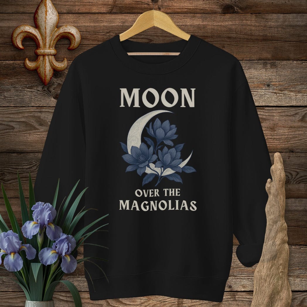 S / Black Louisiana Moon Over the Magnolias Sweatshirt by Laissez Faire Wear