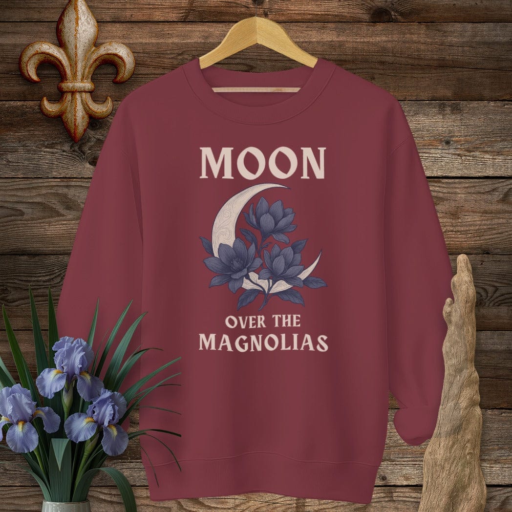 S / Garnet Louisiana Moon Over the Magnolias Sweatshirt by Laissez Faire Wear