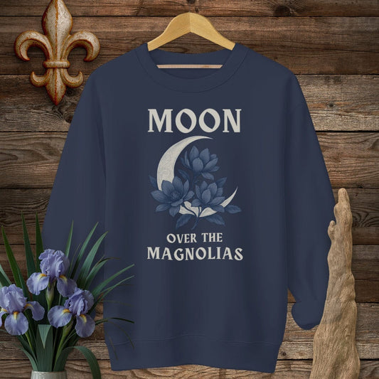 S / Navy Louisiana Moon Over the Magnolias Sweatshirt by Laissez Faire Wear