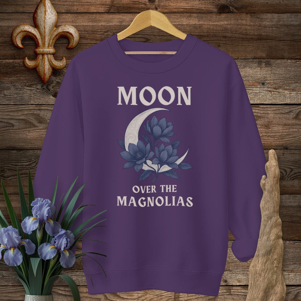 S / Purple Louisiana Moon Over the Magnolias Sweatshirt by Laissez Faire Wear