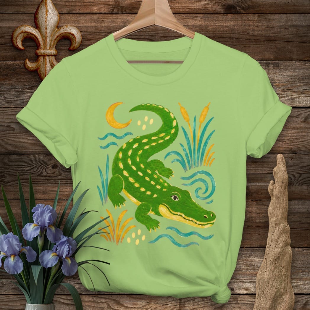 S / Lime Louisiana Moonlit Gator by Laissez Faire Wear