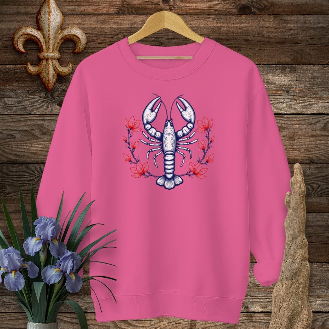 S / Heliconia Louisiana Mudbug & Blooms Sweatshirt by Laissez Faire Wear