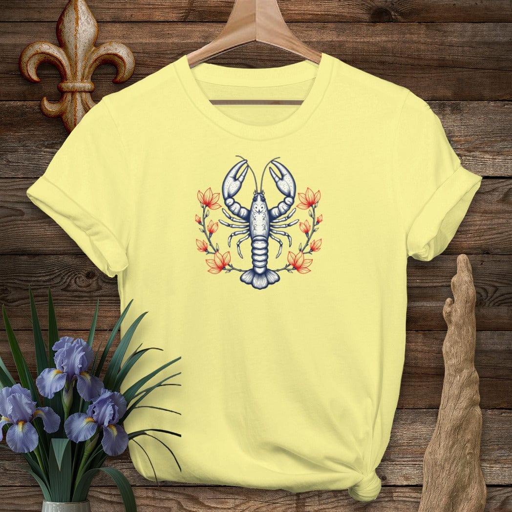 S / Cornsilk Louisiana Mudbug & Blooms T-Shirt by Laissez Faire Wear