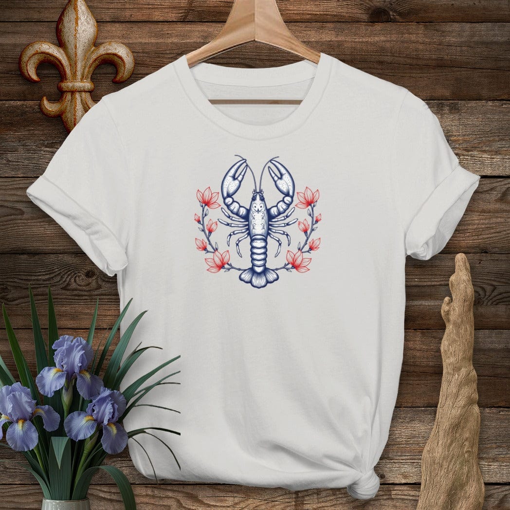 S / Ice Grey Louisiana Mudbug & Blooms T-Shirt by Laissez Faire Wear