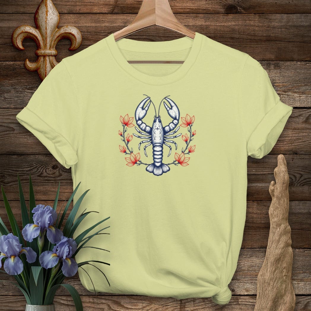 S / Pistachio Louisiana Mudbug & Blooms T-Shirt by Laissez Faire Wear