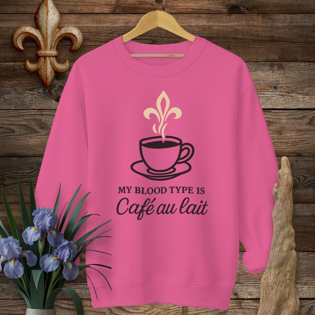 S / Heliconia Louisiana My Blood Type Cafe Au Lait Sweatshirt by Laissez Faire Wear