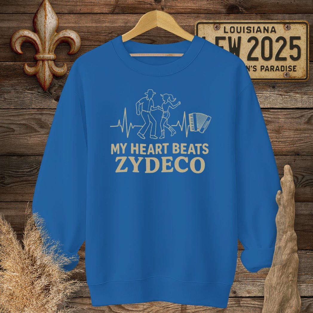 S / Royal Louisiana My Heart Beats Zydeco Sweatshirt by Laissez Faire Wear