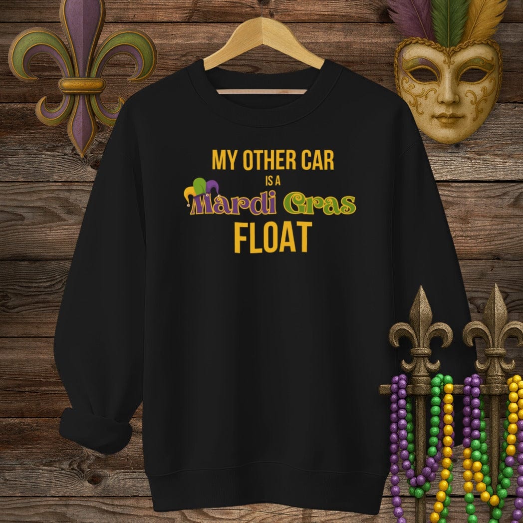 S / Black Louisiana My Other Car is a Mardi Gras Float Sweatshirt by Laissez Faire Wear