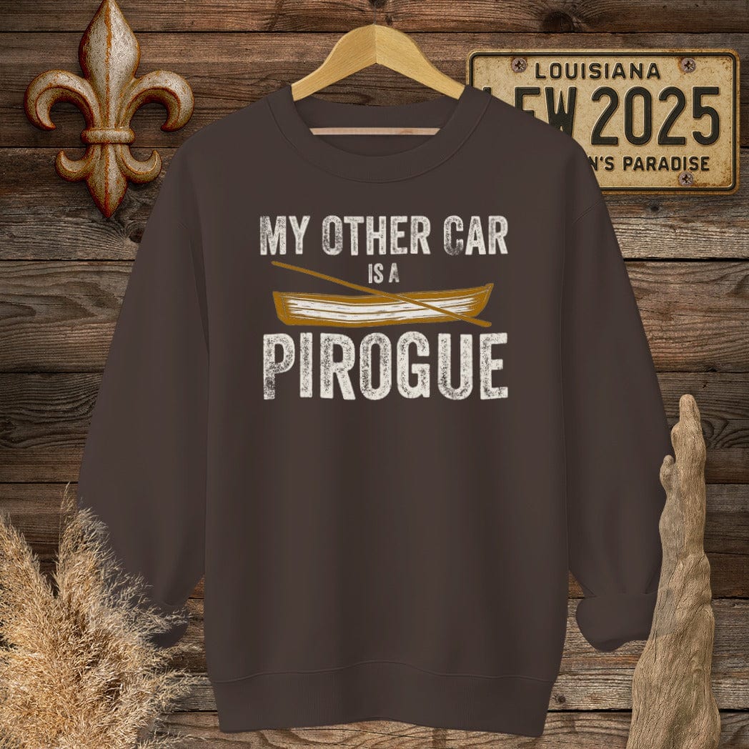 S / Dark Chocolate Louisiana My Other Car is a Pirogue Sweatshirt by Laissez Faire Wear
