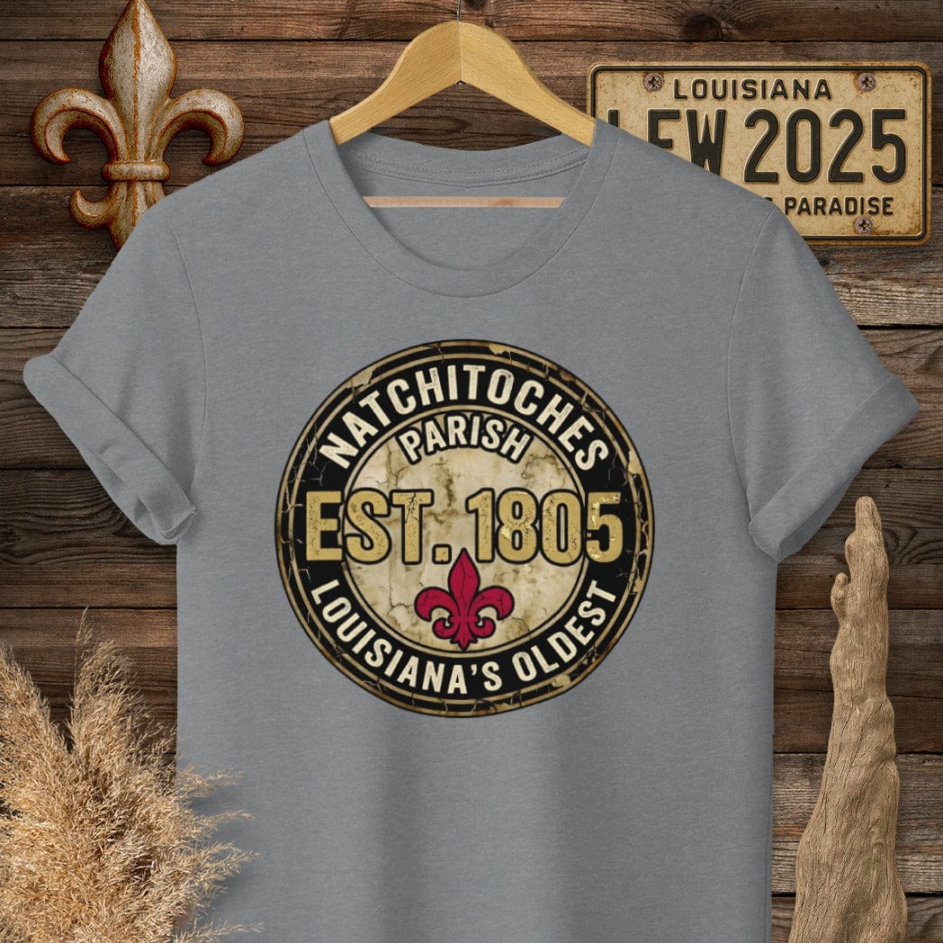 S / Graphite Heather Louisiana Natchitoches Parish T-Shirt by Laissez Faire Wear