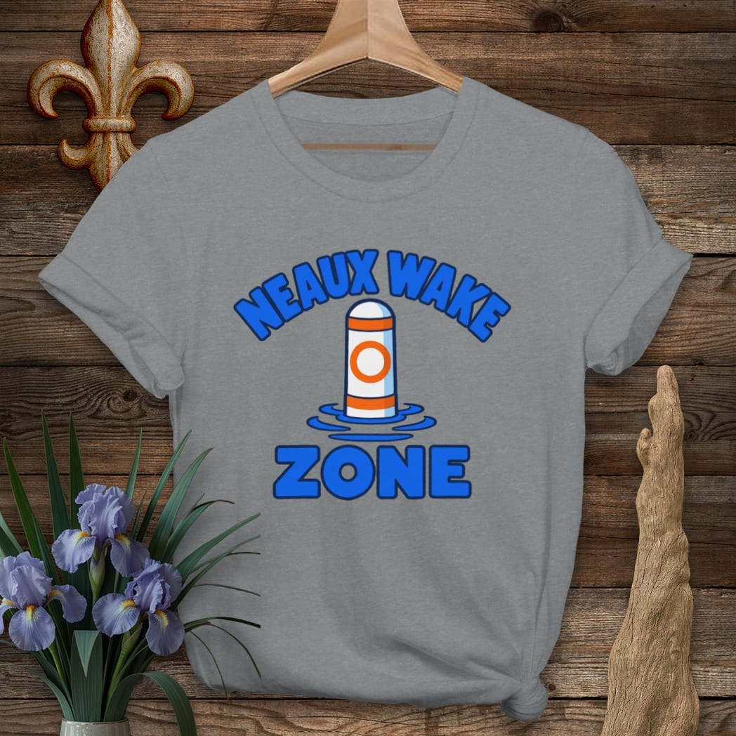 S / Graphite Heather Louisiana Neaux Wake Zone T-Shirt by Laissez Faire Wear