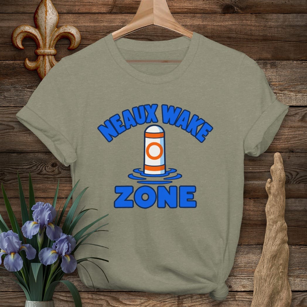 S / Heather Military Green Louisiana Neaux Wake Zone T-Shirt by Laissez Faire Wear